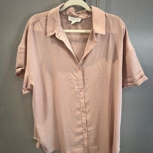Treasure and Bond Blush Pink Button-Up Shirt Relaxed Fit Size Medium